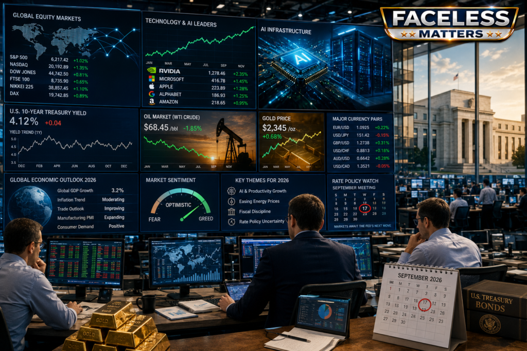 Global markets 2026 AI stocks bonds oil and Federal Reserve outlook