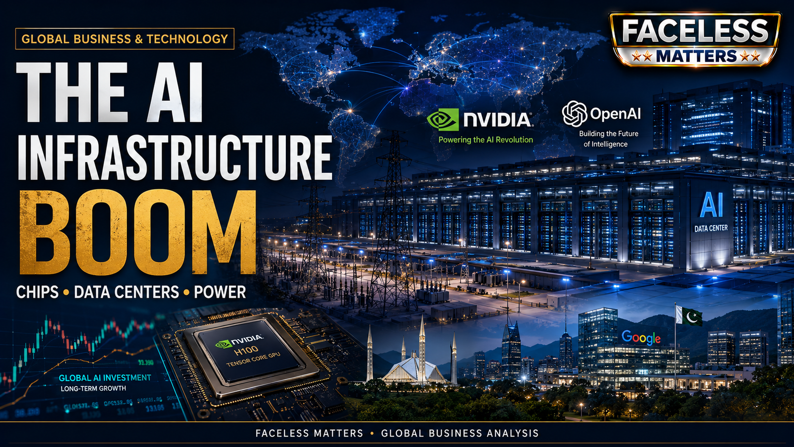 AI infrastructure boom featuring Nvidia OpenAI data centers and global power demand