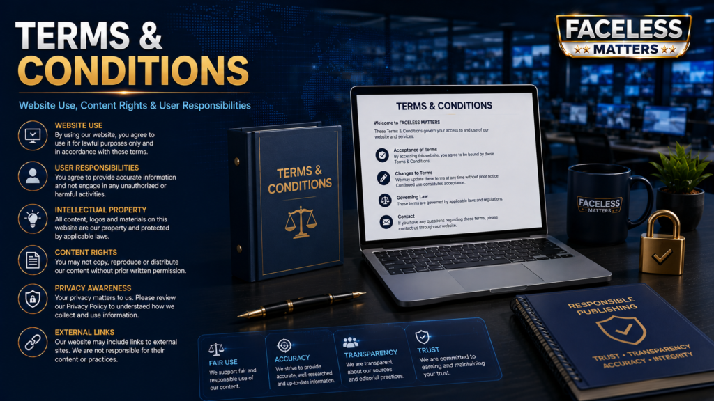 FACELESS MATTERS Terms and Conditions for website use and content rights