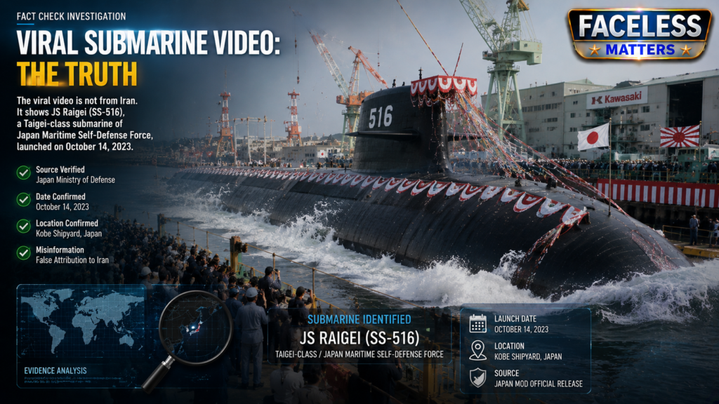Iran submarine video fact check showing Japanese Raigei SS-516 submarine launch