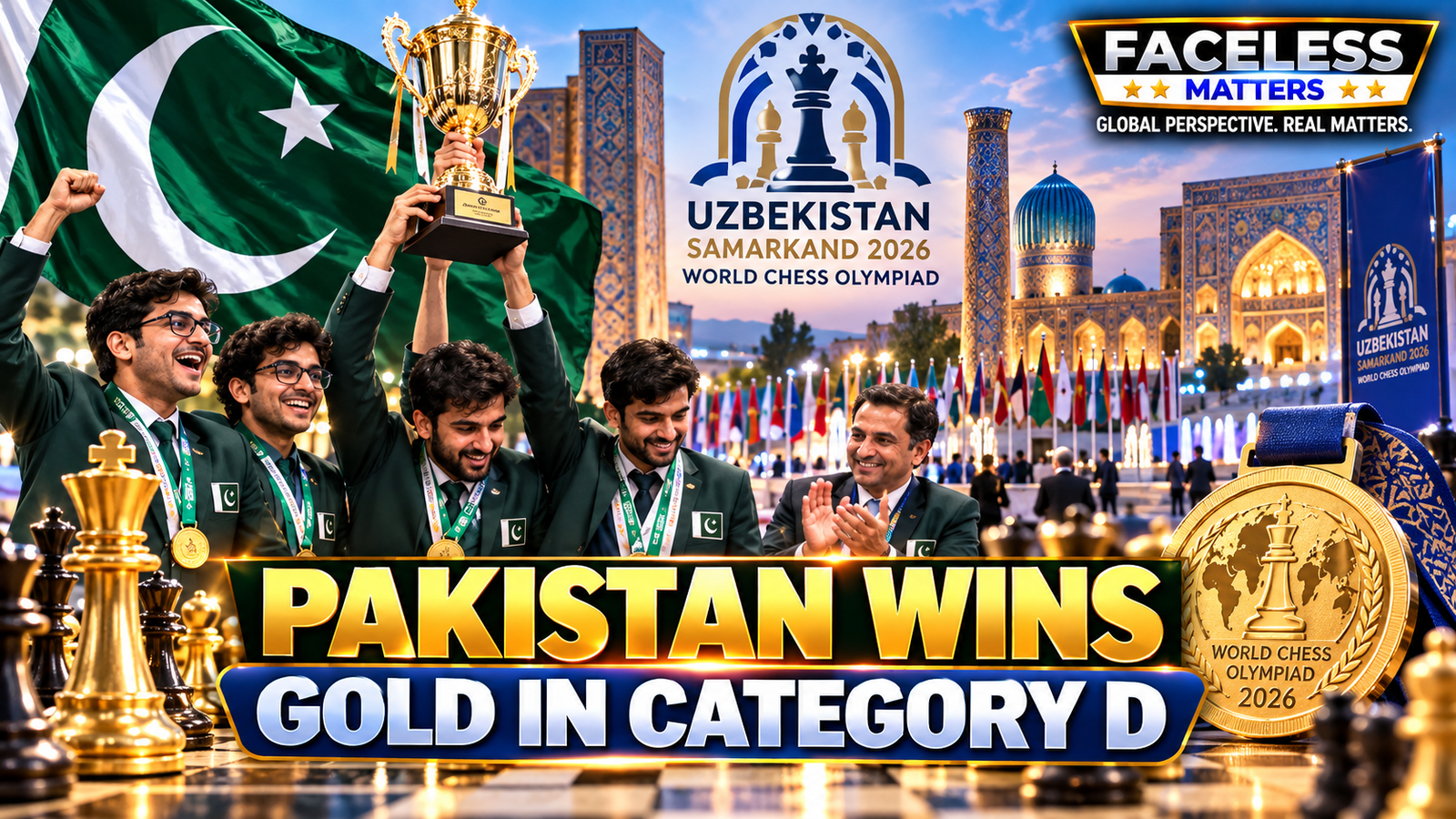 Pakistan chess team wins Category D gold at World Chess Olympiad 2026