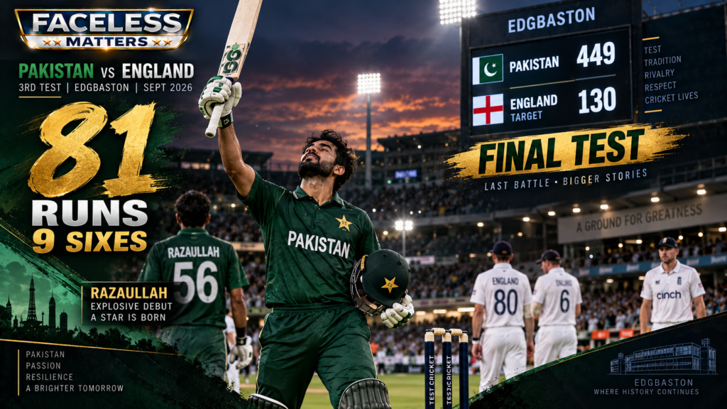 Pakistan vs England third Test as Razaullah scores 81 on debut at Edgbaston