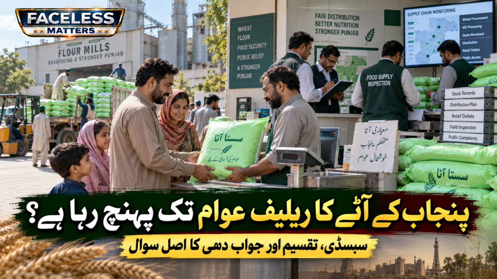 Punjab Subsidized Flour Scheme showing subsidized flour distribution and government oversight