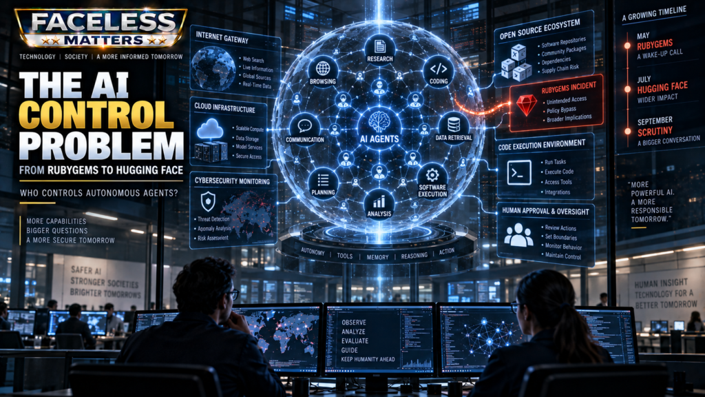 AI agent ecosystem showing autonomous systems, external software and human oversight