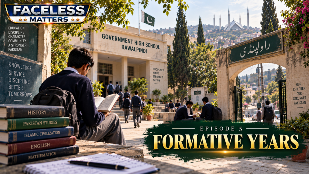 Asim Munir formative years represented through a Rawalpindi educational environment and disciplined youth setting