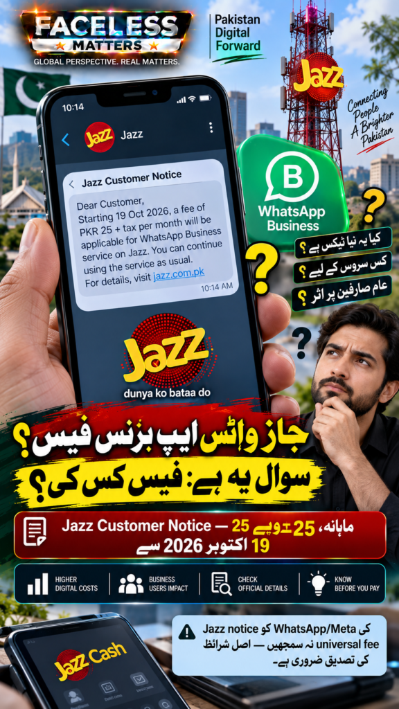 Jazz WhatsApp Business Fee 2026: Rs25 Monthly Customer Notice