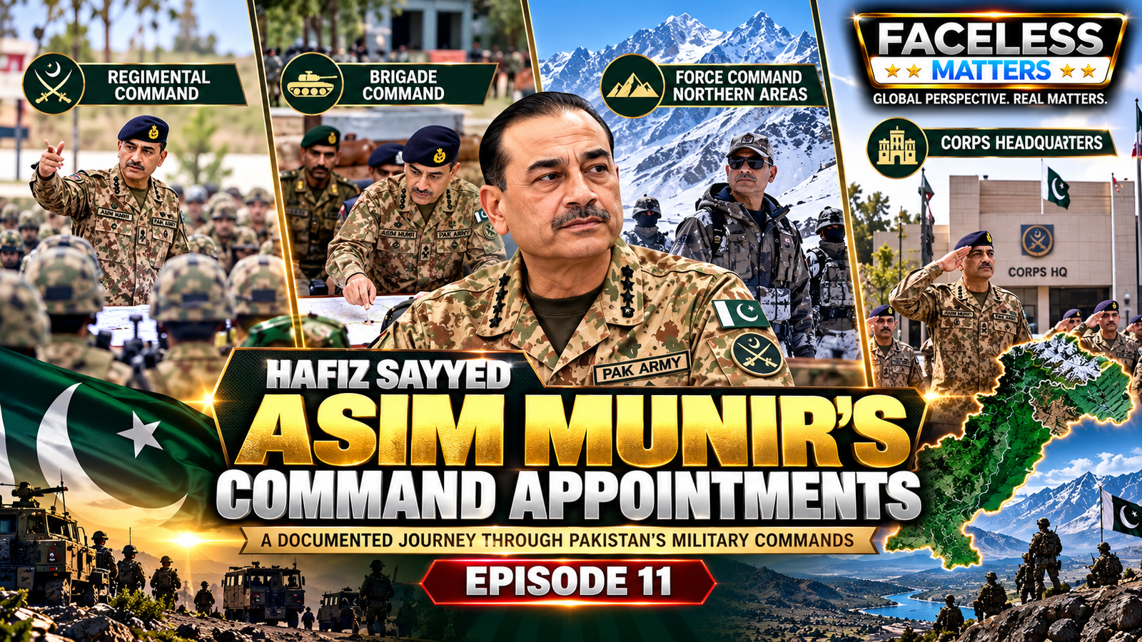 Hafiz Sayyed Asim Munir command appointments and military command career — Episode 11