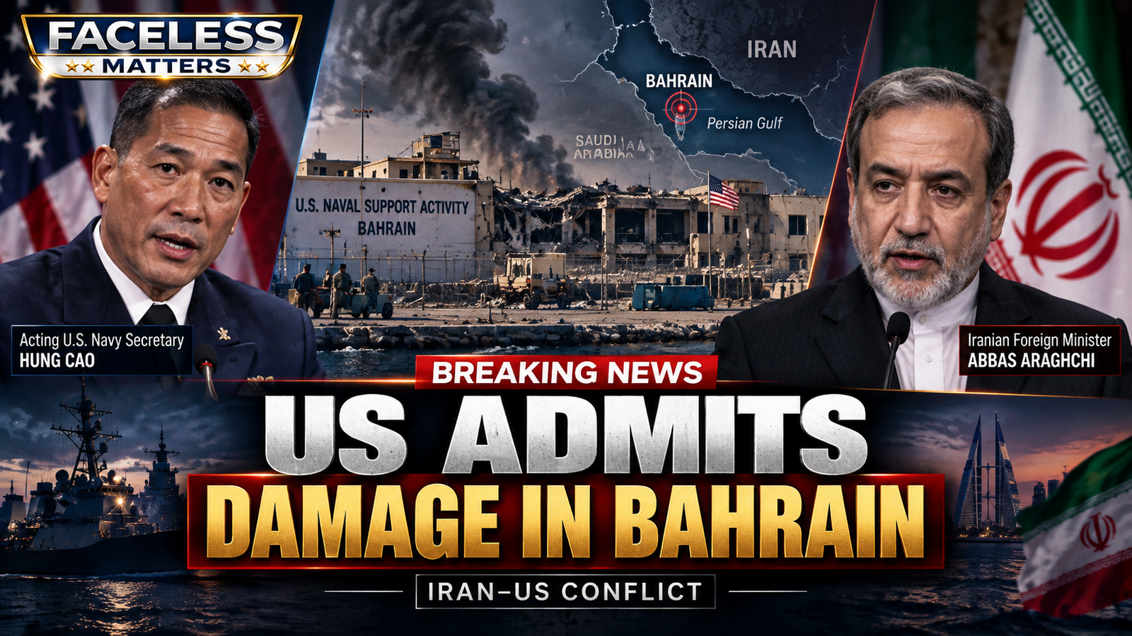 Iran Bahrain US Navy base damage admission 2026