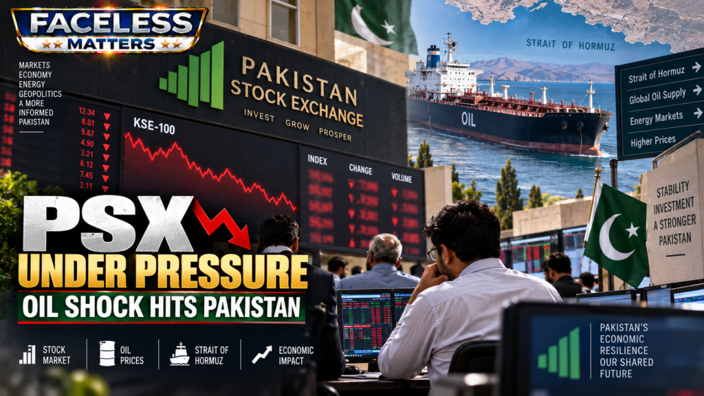 Pakistan Stock Exchange under pressure as oil prices rise and Hormuz tensions affect the market