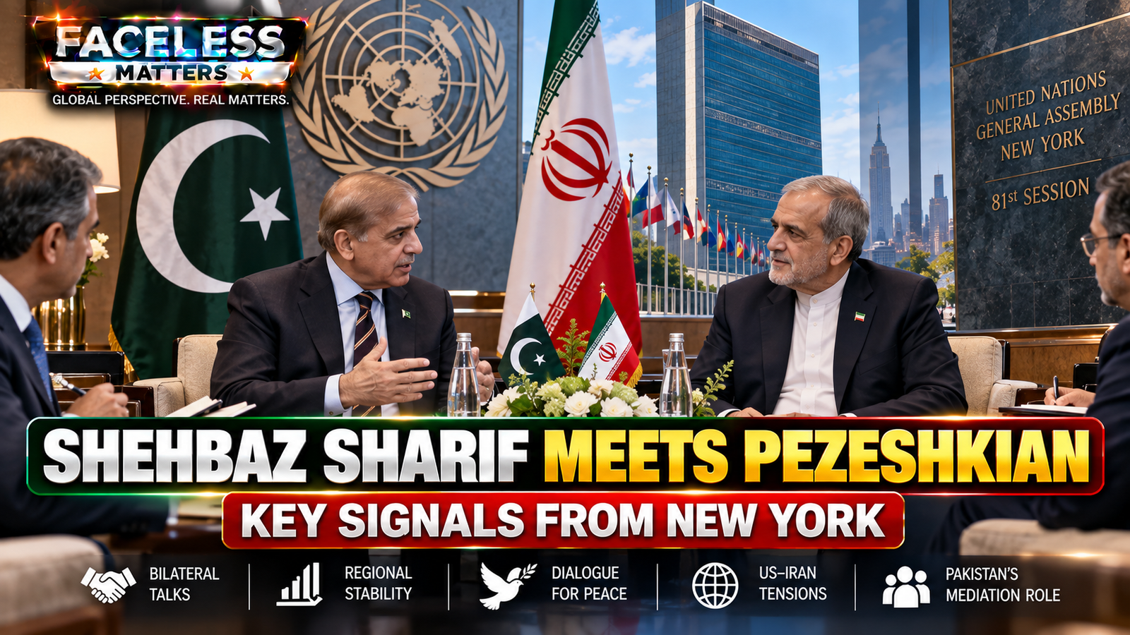 Shehbaz Sharif meets Iranian President Masoud Pezeshkian in New York during the 81st UN General Assembly