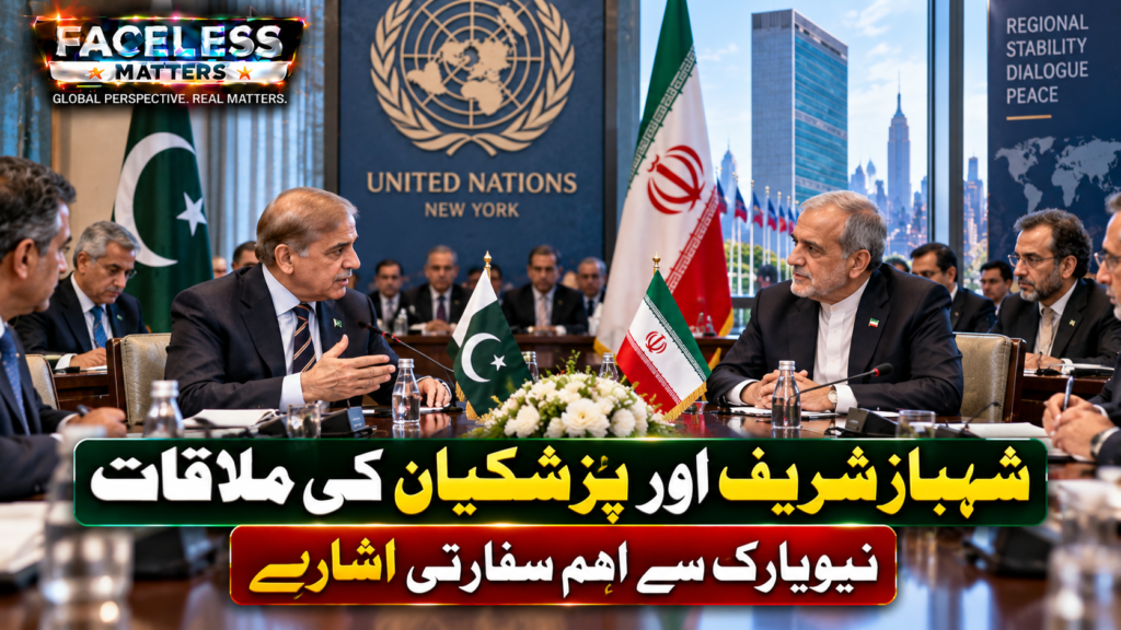 Shehbaz Sharif and Masoud Pezeshkian during a diplomatic meeting in New York in September 2026