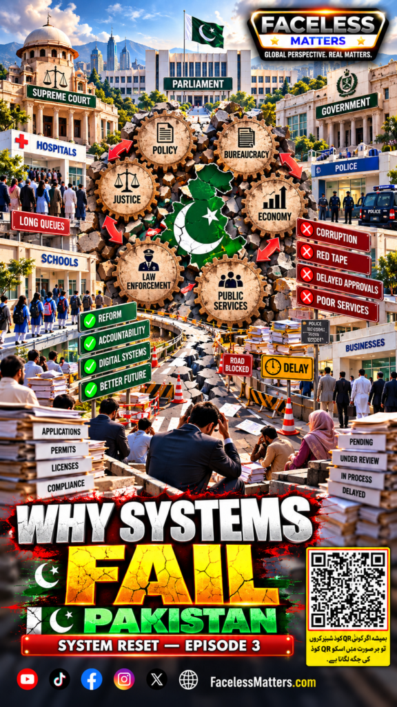 Pakistan System Reset Episode 3 Why Systems Fail showing institutional challenges, public services, governance and reform