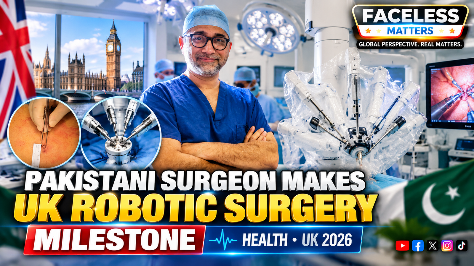 Pakistani surgeon and single-port robotic gynecological surgery technology in the UK