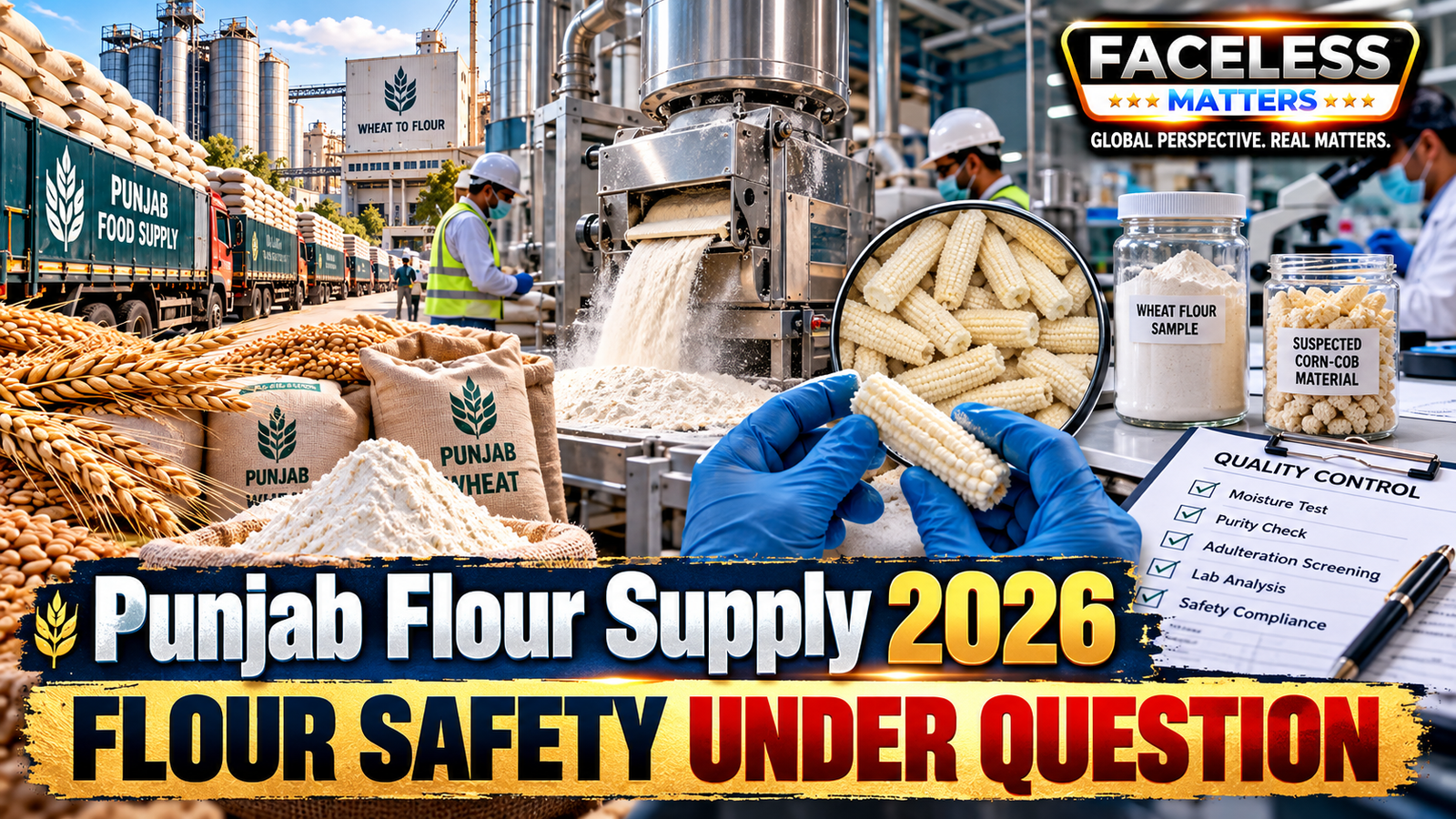 Punjab Flour Supply 2026 flour safety investigation into alleged corn-cob powder mixing